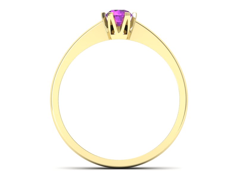 Złoty Pierścionek z ametystem żółte złoto 585 - P15290zat - 2