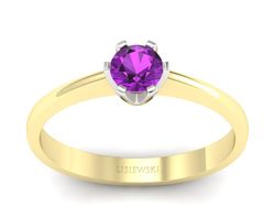 Pierścionek z ametystem żółte białe złoto - P15290zbat