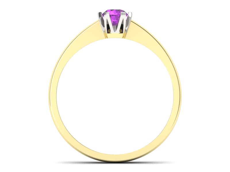 Pierścionek z ametystem żółte białe złoto - P15290zbat - 2