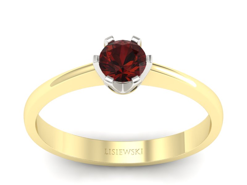 Pierścionek z granatem żółte i białe złoto - P15290zbgr - 1