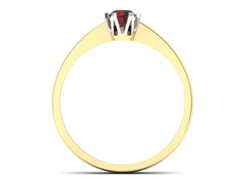 Pierścionek z granatem żółte i białe złoto - P15290zbgr - 2
