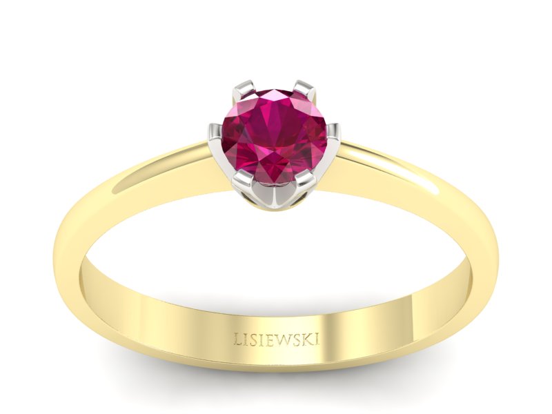 Pierścionek z rubinem z żółtego i białego złota - P15290zbr - 1