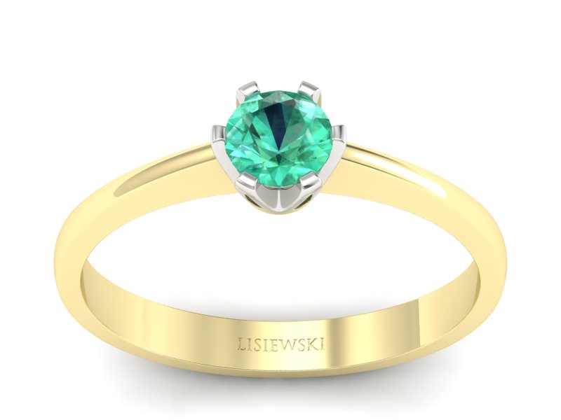 Pierścionek ze szmaragdem żółte białe złoto - P15290zbsm - 1