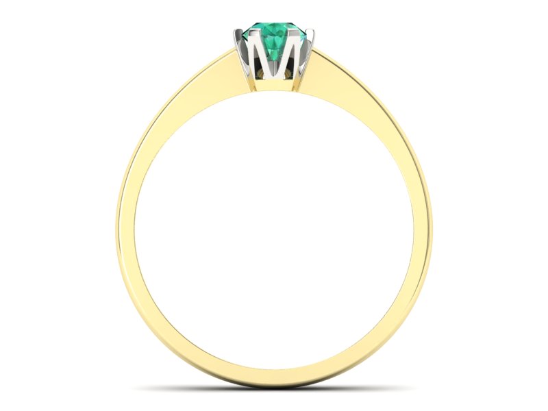 Pierścionek ze szmaragdem żółte białe złoto - P15290zbsm - 2