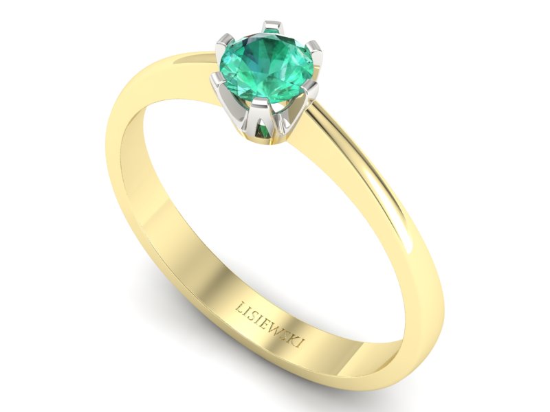 Pierścionek ze szmaragdem żółte białe złoto - P15290zbsm - 3