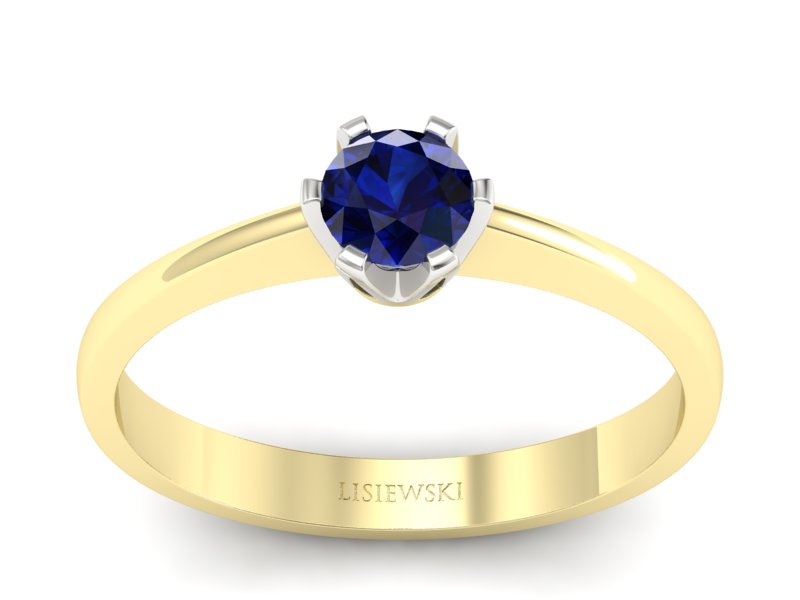 Pierścionek z szafirem żółte i białe złoto - P15290zbsz - 1