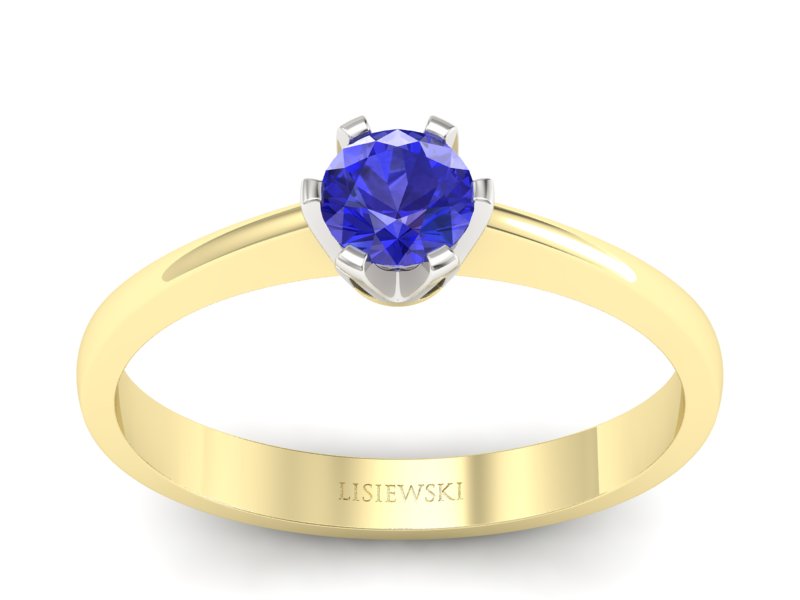 Pierścionek z szafirem żółte i białe złoto - P15290zbszc - 1
