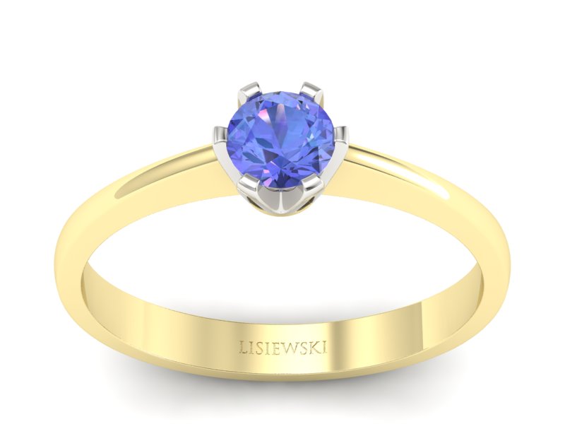 Pierścionek z tanzanitem żółte i białe złoto - P15290zbt - 1