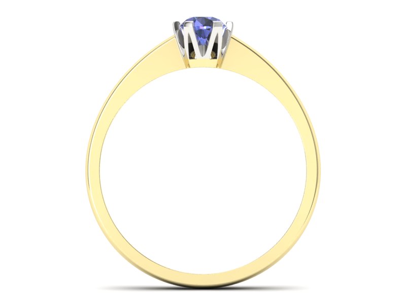 Pierścionek z tanzanitem żółte i białe złoto - P15290zbt - 2