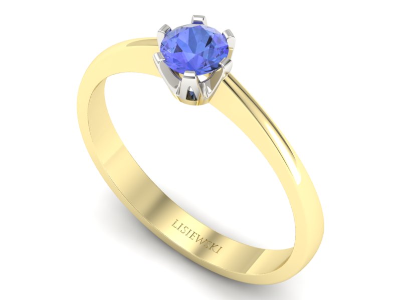 Pierścionek z tanzanitem żółte i białe złoto - P15290zbt - 3