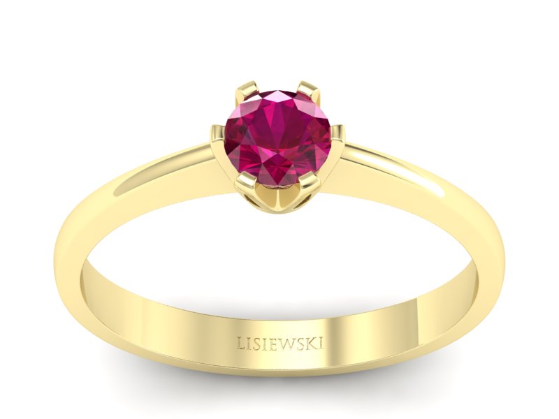 Złoty pierścionek z rubinem żółte złoto - P15290zr - 1