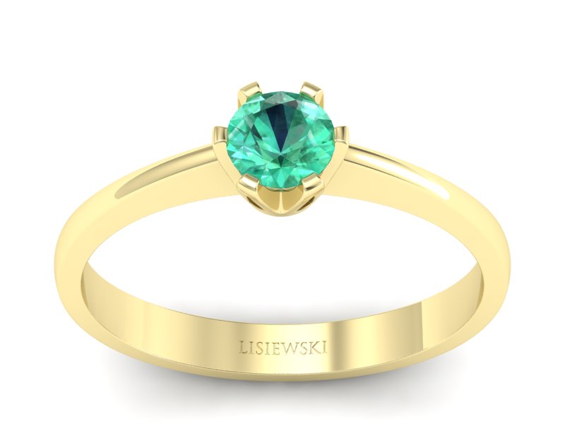 Złoty pierścionek ze szmaragdem żółte złoto - P15290zsm - 1