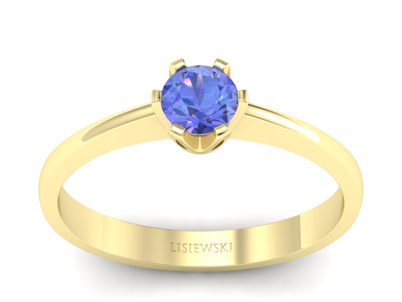 Złoty Pierścionek z tanzanitem żółte złoto 585 - P15290zt - 1