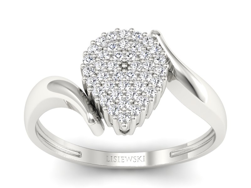 Pierścionek zaręczynowy z brylantami białe złoto - P15297b - 1