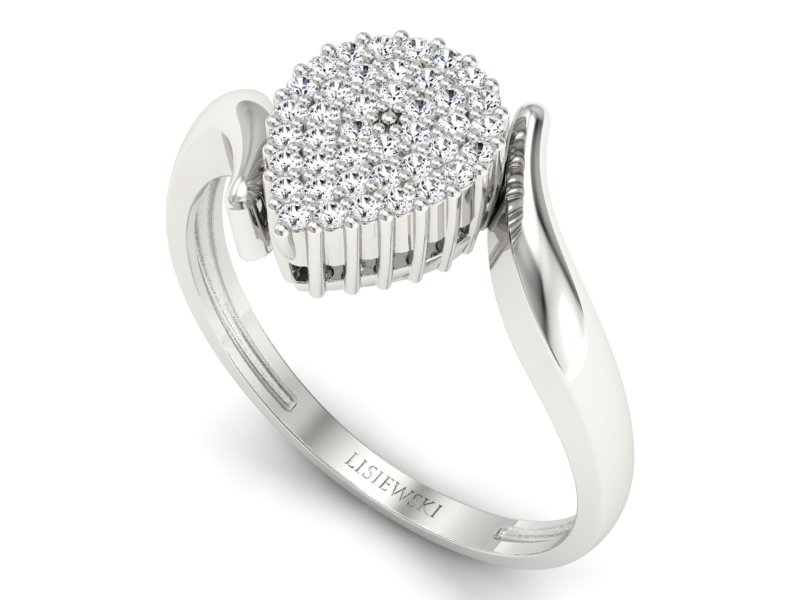 Pierścionek zaręczynowy z brylantami białe złoto - P15297b - 3