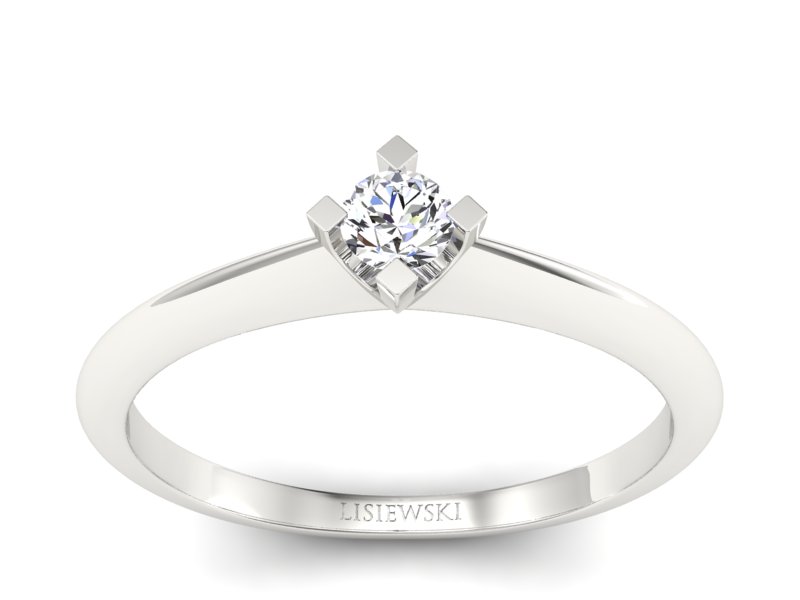 Złoty pierścionek z brylantem białe złoto - P15300b - 1