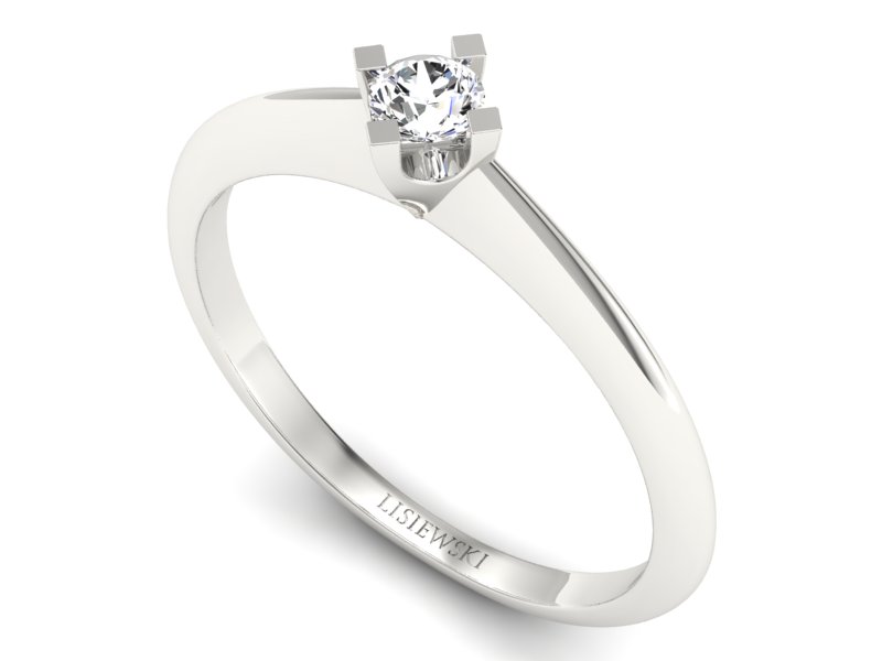 Złoty pierścionek z brylantem białe złoto - P15300b - 3