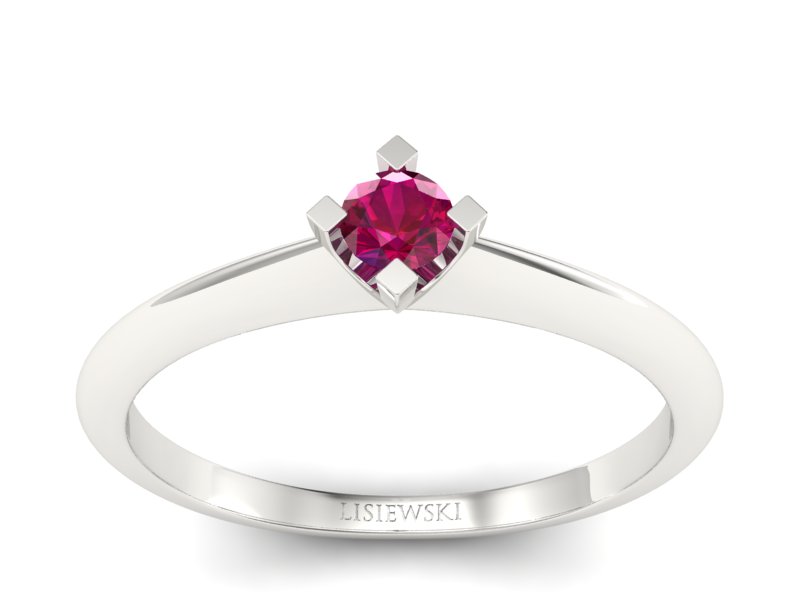 Złoty pierścionek z rubinem białe złoto - P15300br - 1