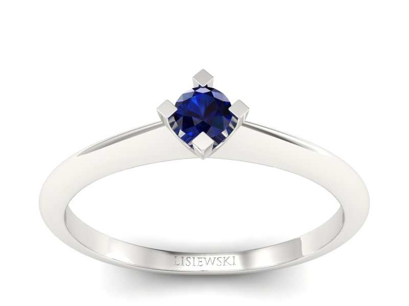 Złoty pierścionek z szafirem białe złoto - P15300bsz - 1