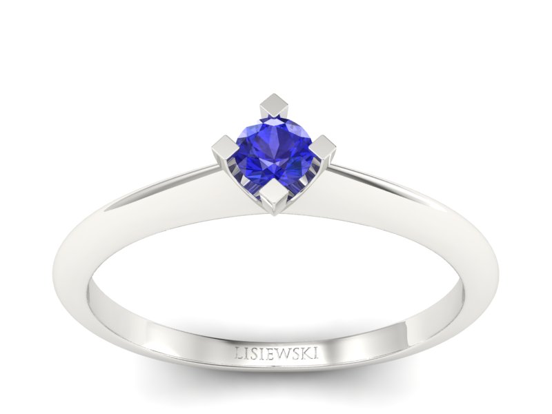 Złoty pierścionek z szafirem białe złoto - P15300bszc - 1