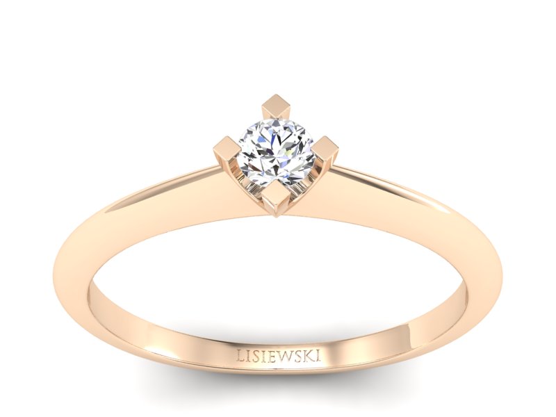 Złoty pierścionek z brylantem różowe złoto - P15300c - 1