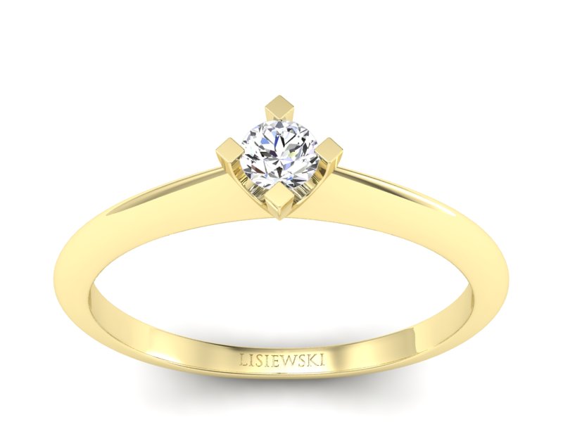 Złoty pierścionek z brylantem żółte złoto - P15300z - 1