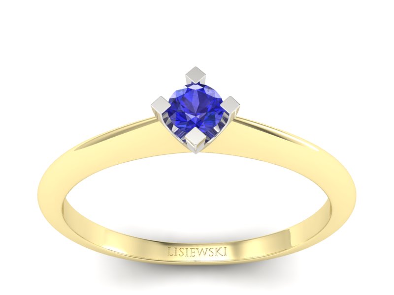 Pierścionek z szafirem żółte i białe złoto - P15300zbszc - 1