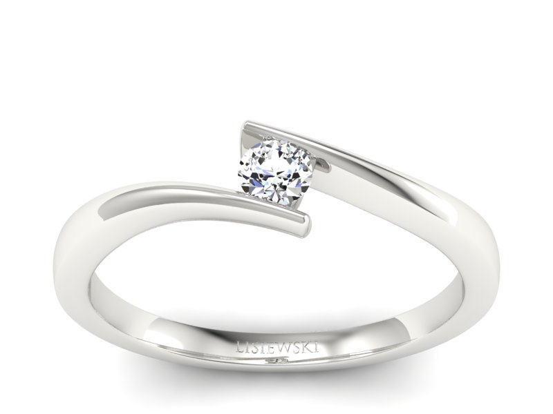 Złoty pierścionek z brylantem białe złoto - P15302b - 1