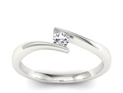 Złoty pierścionek z brylantem białe złoto - P15302b