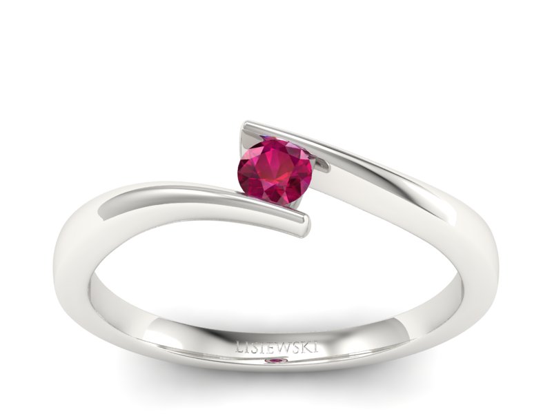 Złoty pierścionek z rubinem białe złoto - P15302br - 1