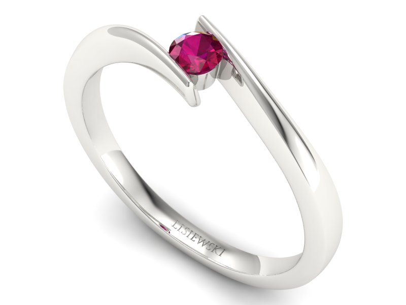 Złoty pierścionek z rubinem białe złoto - P15302br - 3