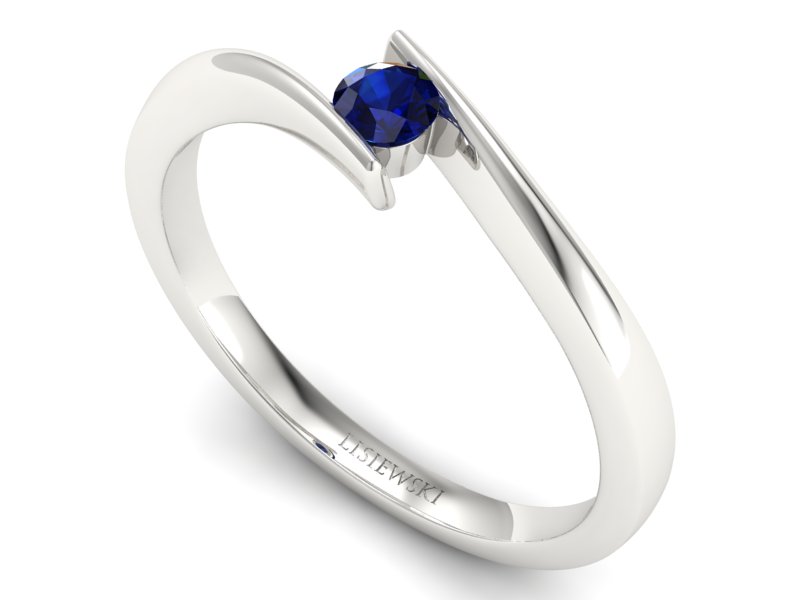 Złoty pierścionek z szafirem białe złoto - P15302bsz - 3