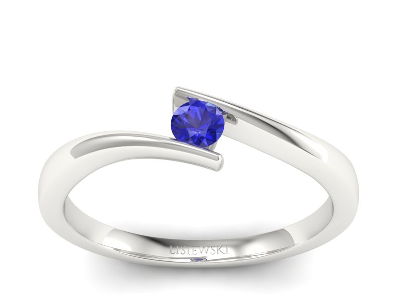 Złoty pierścionek z szafirem białe złoto - P15302bszc - 1