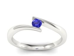 Złoty pierścionek z szafirem białe złoto - P15302bszc