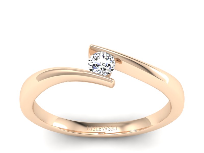Złoty pierścionek z brylantem różowe złoto - P15302c - 1