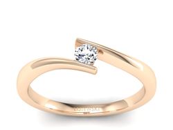 Złoty pierścionek z brylantem różowe złoto - P15302c