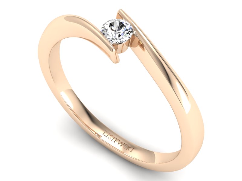Złoty pierścionek z brylantem różowe złoto - P15302c