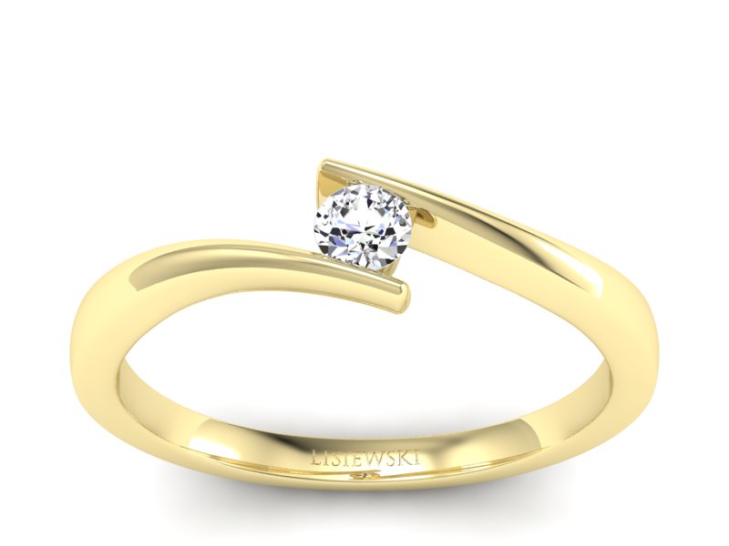Złoty pierścionek z brylantem żółte złoto - P15302z - 1
