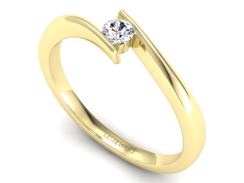 Złoty pierścionek z brylantem żółte złoto - P15302z