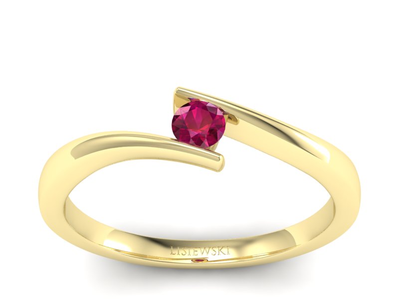 Złoty pierścionek z rubinem żółte złoto - P15302zr - 1
