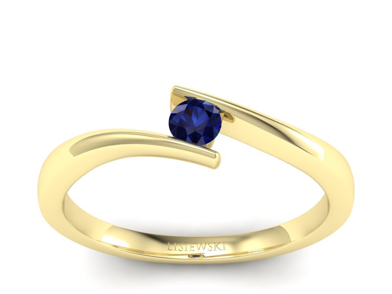 Złoty pierścionek z szafirem żółte złoto - P15302zsz - 1