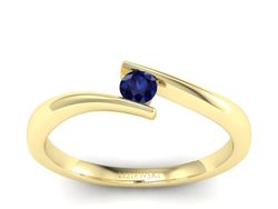 Złoty pierścionek z szafirem żółte złoto - P15302zsz