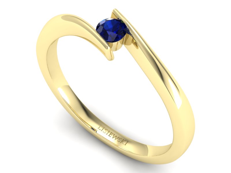 Złoty pierścionek z szafirem żółte złoto - P15302zsz