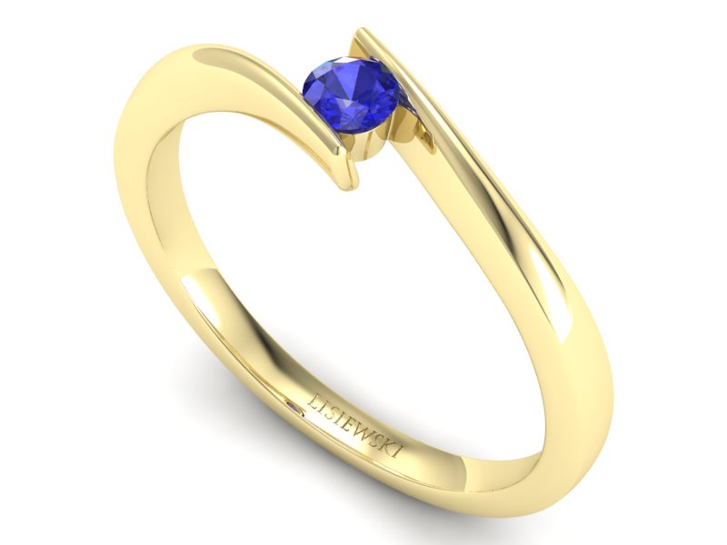 Złoty pierścionek z szafirem żółte złoto szafir - P15302zszc - 3