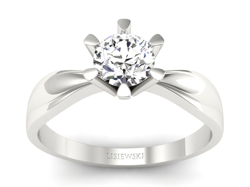 Złoty pierścionek z brylantem białe złoto - P15303b - 1