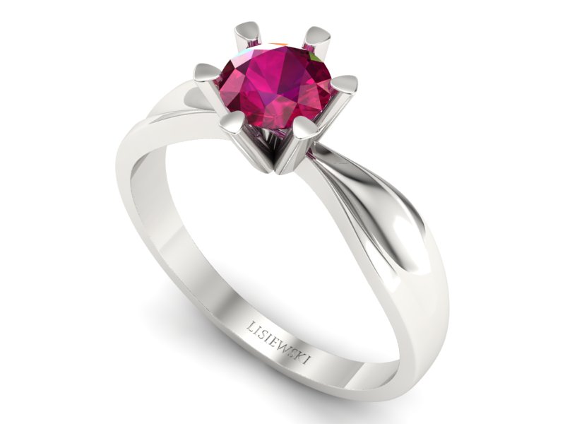 Złoty pierścionek z rubinem białe złoto - P15303br - 3