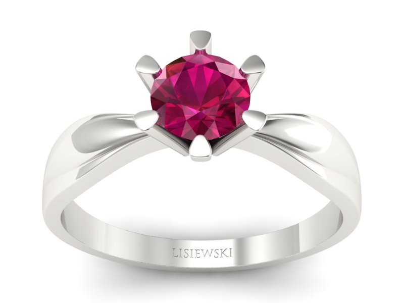 Złoty pierścionek z rubinem białe złoto - P15303br - 1