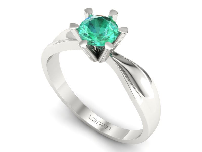 Złoty pierścionek białe złoto ze szmaragdem - P15303bsm - 3