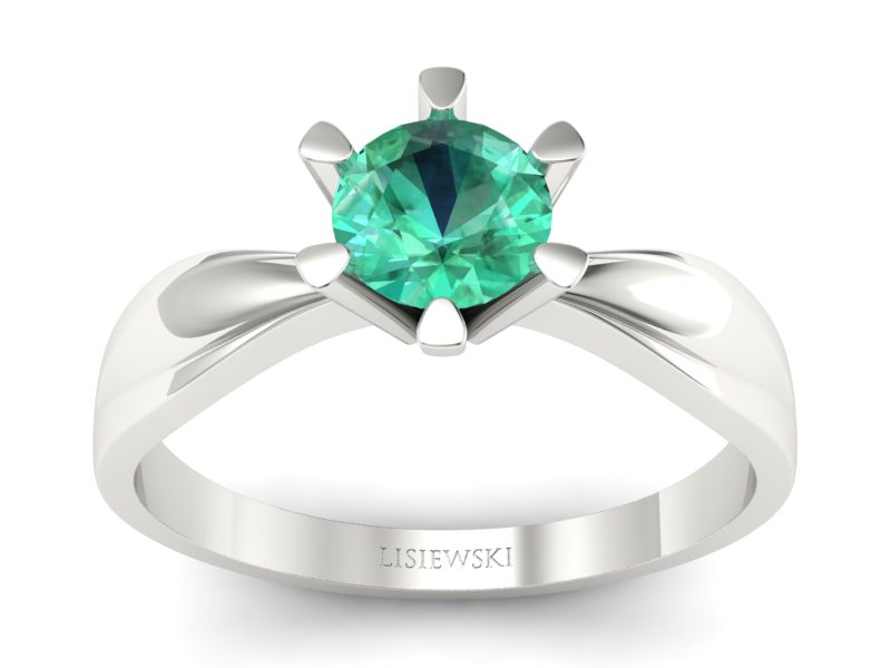Złoty pierścionek białe złoto ze szmaragdem - P15303bsm - 1