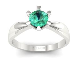 Złoty pierścionek białe złoto ze szmaragdem - P15303bsm